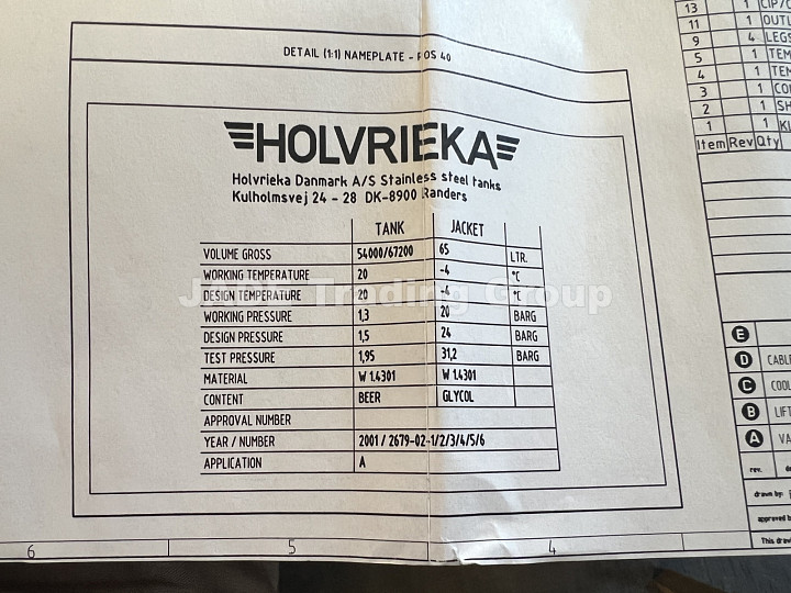 6 × 540 hl Holvrieka CCT Fermentation Tanks – 2002